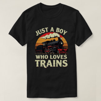 T-shirt Juste Un Garçon Qui Aime Les Trains Vintage Train 