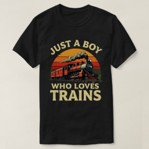 T-shirt Juste Un Garçon Qui Aime Les Trains Vintage Train