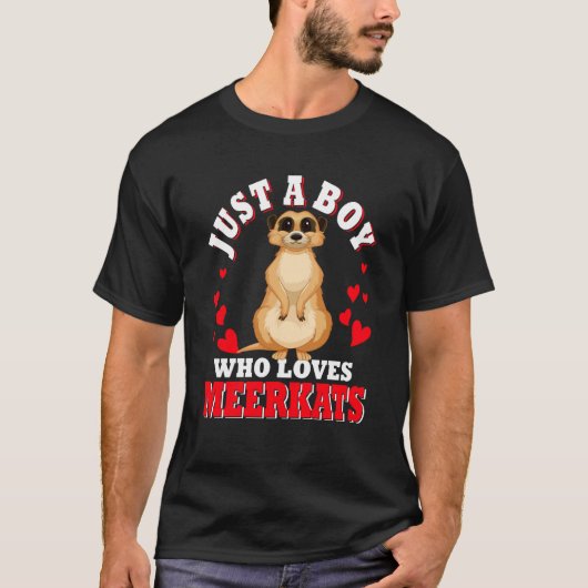 T-shirt Juste un garçon qui aime Meerkats Coeurs de Valent (Devant)