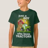 T-shirt Juste Un Garçon Qui Aime Tracteurs Ferme Anniversa (Devant)