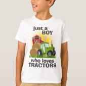 T-shirt Juste Un Garçon Qui Aime Tracteurs Ferme Anniversa (Devant)