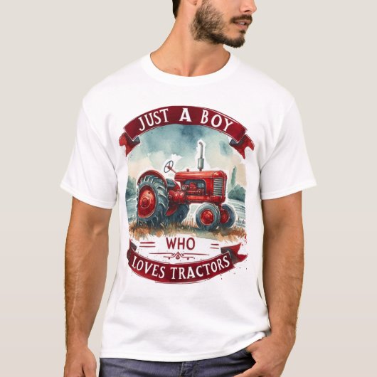 T-shirt Juste Un Garçon Qui Aime Tracteurs T-Shirt, Annive (Devant)
