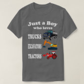 T-shirt Juste un garçon qui aime Trucks Excavateurs Tracte (Design devant)