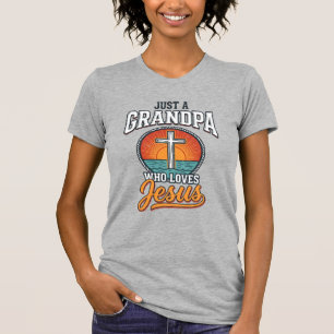 T-shirt Juste un grand-père qui aime Jésus Vintage Cross S
