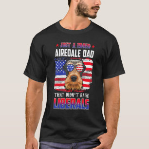 T-shirt Juste un papa Airedale fier Merica lunettes de sol