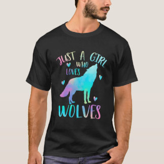 T-shirt Juste un qui aime les loups Aquarelle Loup
