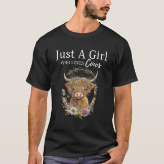T-shirt Juste Un Qui Aime Les Vaches Adorable Vache Highla