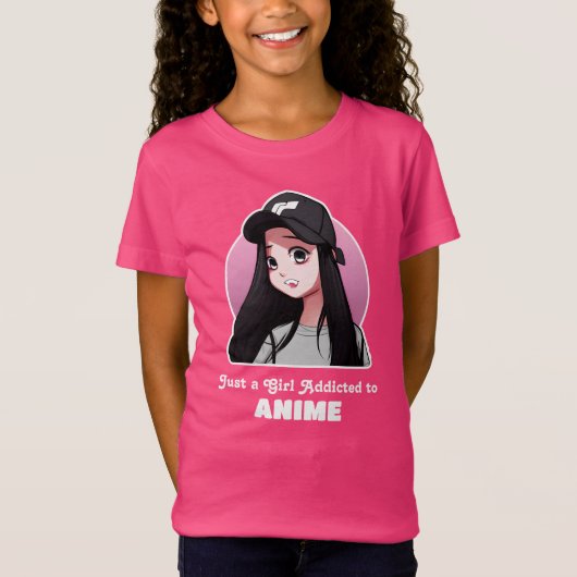 T-Shirt Juste une fille accro à l'anime (Devant)