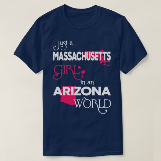 T-shirt Juste une fille du Massachusetts dans un monde de (Design devant)