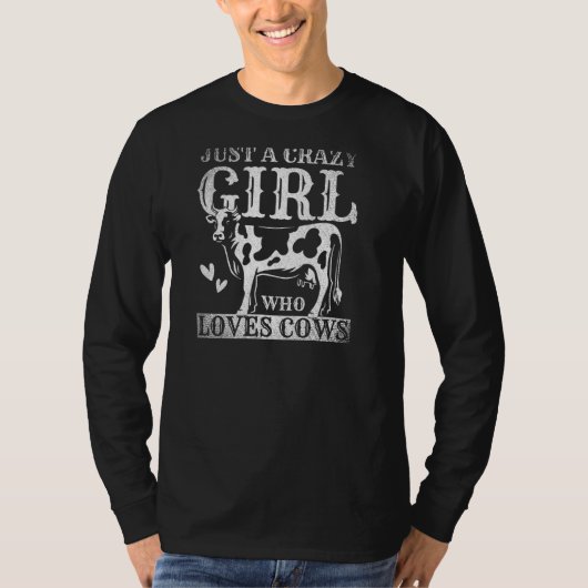 T-shirt Juste Une Fille Fou Qui Aime Les Vaches Les Femmes (Devant)