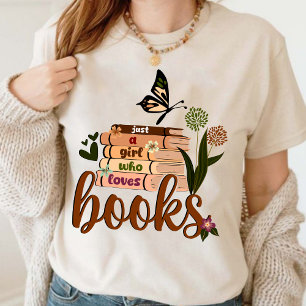 T-shirt JUSTE UNE FILLE, Livre Lover Floral Livres Lecture