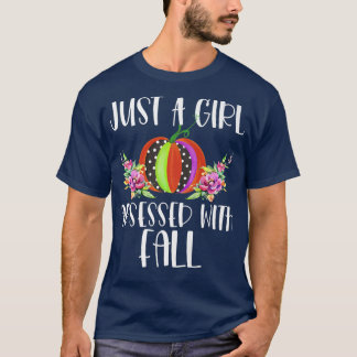 T-shirt Juste une fille obsédée par automne mignon citroui