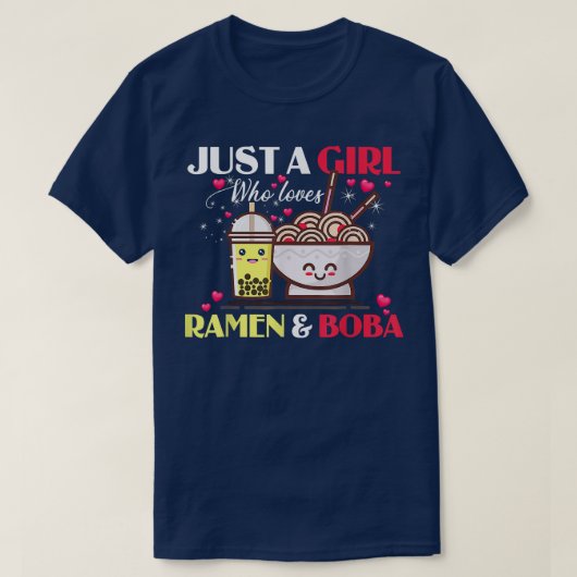 T-shirt Juste une fille qui aime Anime et Boba Bubble Tea (Design devant)