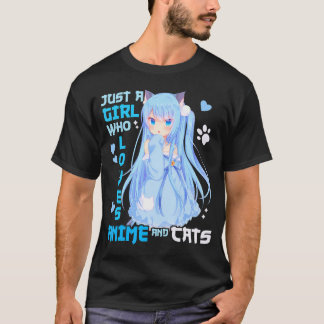 T-shirt Juste Une Fille Qui Aime Anime Et Chats Drôle Kawa