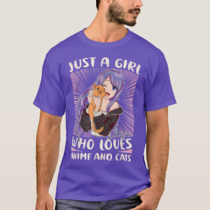 T-shirt Juste Une Fille Qui Aime Anime Et Chats Otaku Anim
