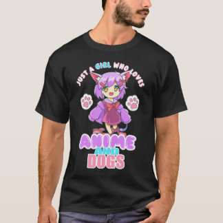 T-shirt Juste Une Fille Qui Aime Anime Et Chiens Manga Gir
