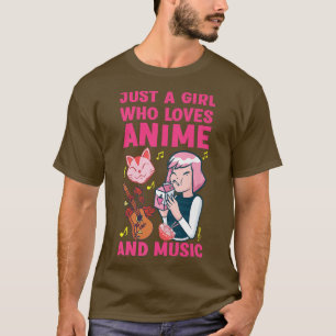 T-shirt Juste Une Fille Qui Aime Anime Et Musique Chats Ra