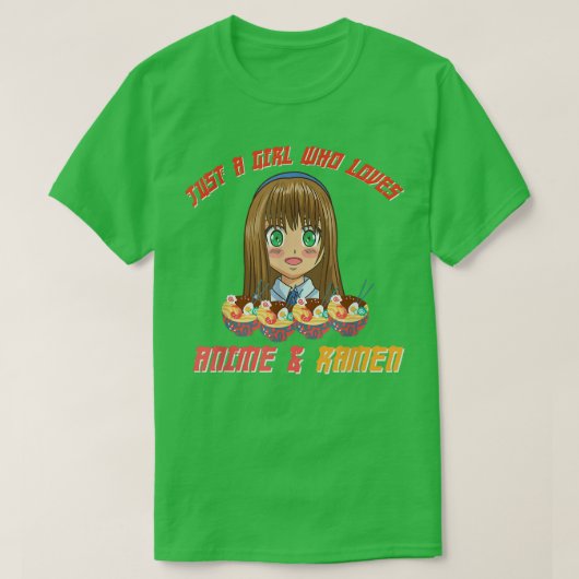 T-shirt Juste une fille qui aime Anime et Ramen Ado étudia (Design devant)