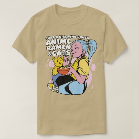 T-shirt Juste Une Fille Qui Aime Anime Ramen Et Chats 505 (Design devant)