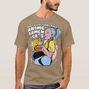 T-shirt Juste Une Fille Qui Aime Anime Ramen Et Chats 505