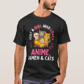T-shirt Juste Une Fille Qui Aime Anime Ramen Et Chats Kawa (Devant)