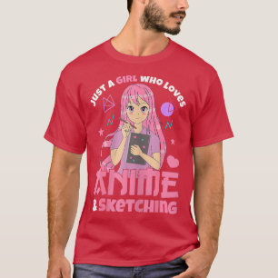 T-shirt Juste Une Fille Qui Aime Anime Ramen Et Sketching