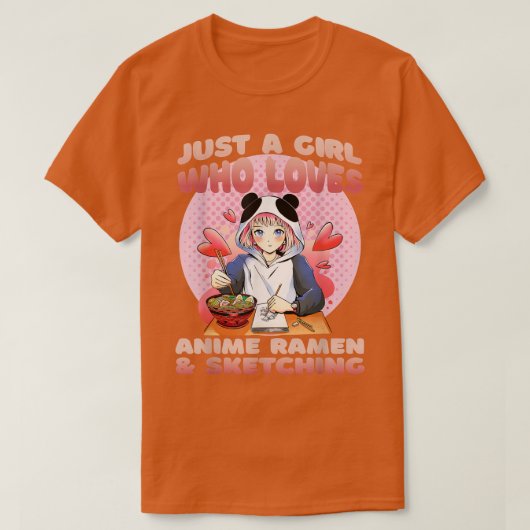 T-shirt Juste une fille qui aime Anime Ramen et Sketching  (Design devant)