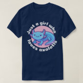 T-shirt Juste une fille qui aime Axolotls Blue Kawaii mign (Design devant)