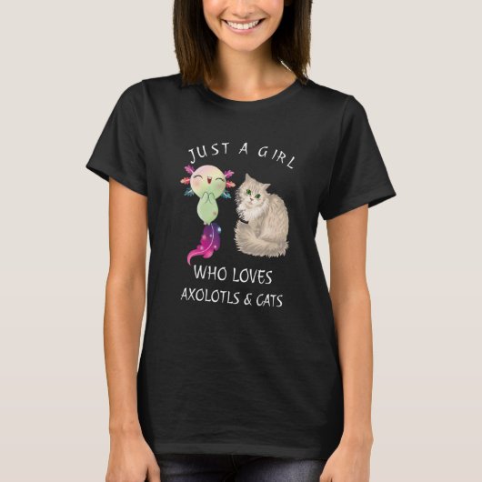 T-shirt Juste Une Fille Qui Aime Axolotls & Chats Mignonne (Devant)