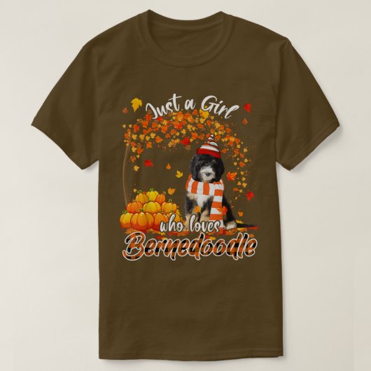 T-shirt Juste une fille qui aime Bernedoodle Thanksgiving  (Design devant)