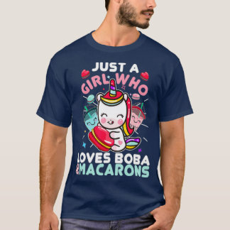 T-shirt Juste une fille qui aime Boba et Macarons mignonne