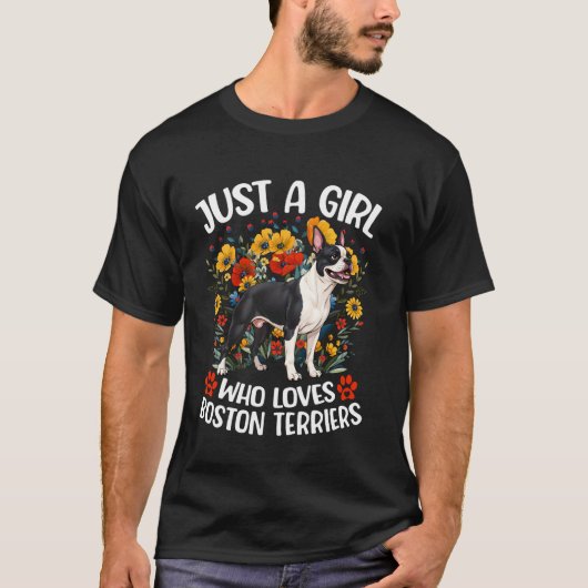 T-shirt Juste une fille qui aime Boston Terrier esthétique (Devant)