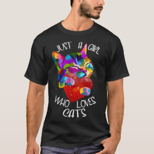 T-shirt Juste une fille qui aime Chats pour chaton Colorfu