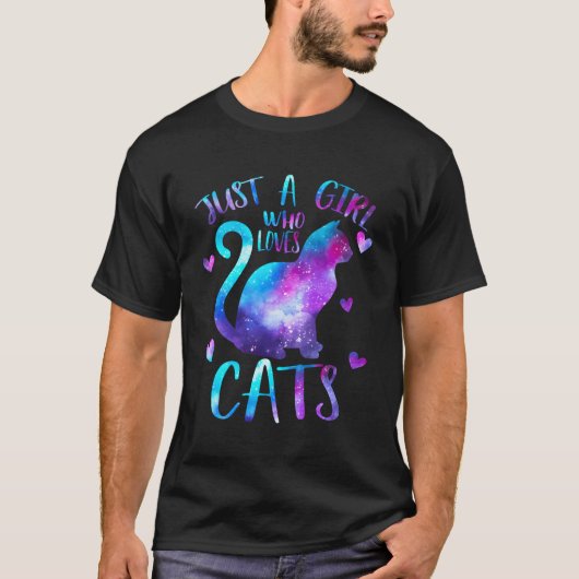 T-shirt Juste une fille qui aime Chats propriétaire Galaxy (Devant)