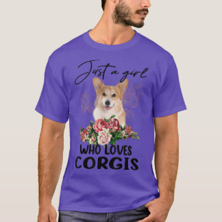 T-shirt Juste une fille qui aime Corgi Fleur de Corgi mign