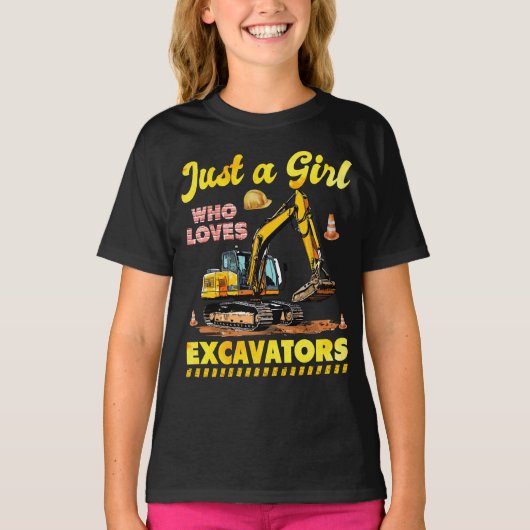T-shirt Juste une fille qui aime Excavateurs Rétro Excavat (Devant)