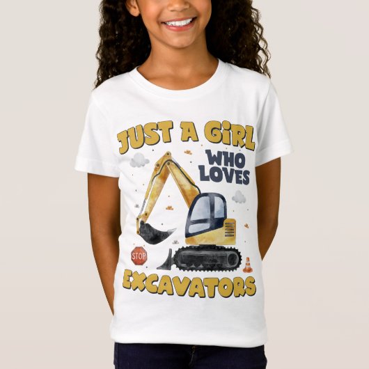 T-Shirt Juste une fille qui aime Excavateurs Rétro Excavat (Devant)