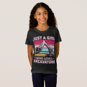 T-Shirt Juste une fille qui aime Excavateurs Rétro Excavat (Devant entier)