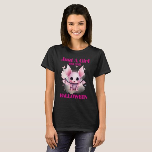 T-shirt Juste Une Fille Qui Aime Halloween Cute Bat (Devant entier)