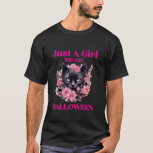 T-shirt Juste Une Fille Qui Aime Halloween Cute Chat Long