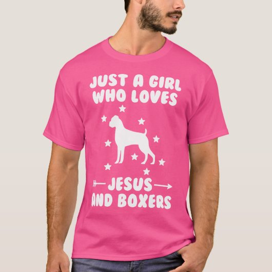T-shirt Juste Une Fille Qui Aime Jésus Et Chiens Boxers (Devant)