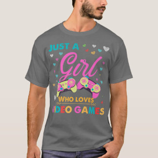 T-shirt Juste une fille qui aime Jeux Vidéo Gamer Aquarell