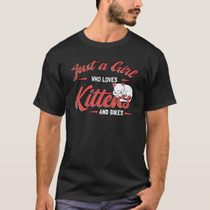 T-shirt Juste Une Fille Qui Aime Kitty Bike Kitten Chat Vé
