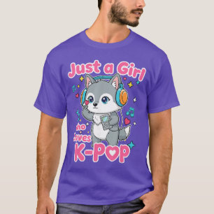 T-shirt Juste une fille qui aime KPop Mignon Loup fille ga