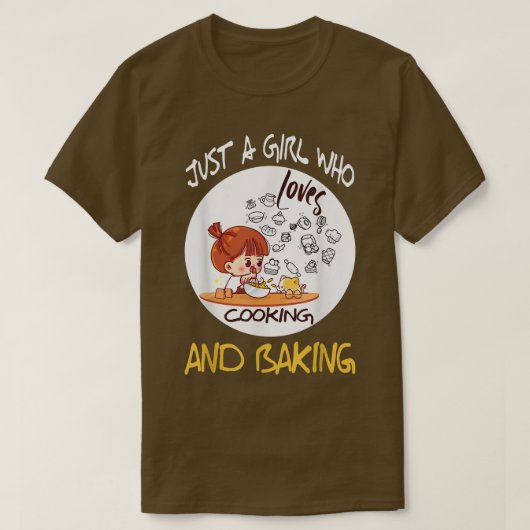 T-shirt Juste Une Fille Qui Aime La Cuisine Et La Cuisson (Design devant)