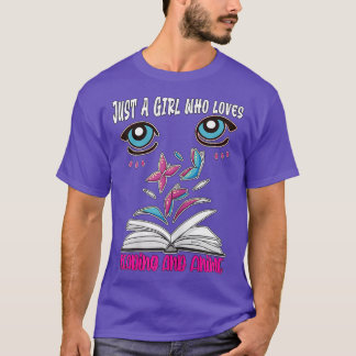T-shirt Juste une fille qui aime la lecture et l'animation