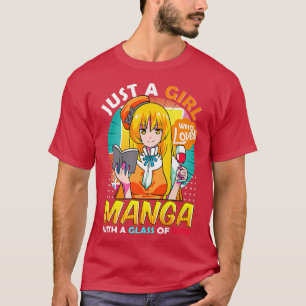 T-shirt Juste Une Fille Qui Aime La Manga Anime Vin Merch 