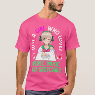 T-shirt Juste Une Fille Qui Aime La Musique Anime Et L'Esq
