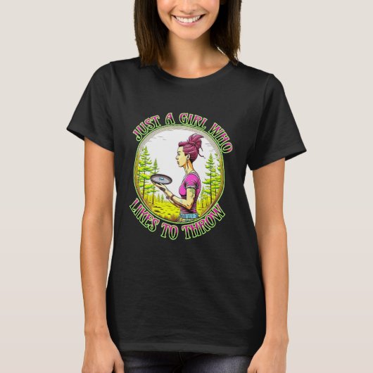 T-shirt Juste une fille qui aime lancer | Disk Golf (Devant)