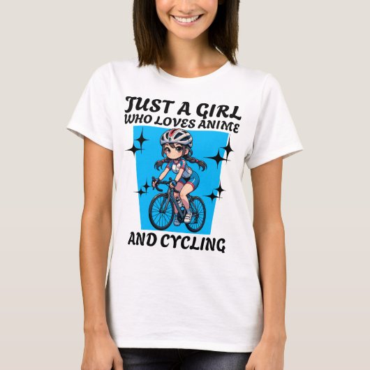 T-shirt Juste une fille qui aime l'anime et le cyclisme (Devant)